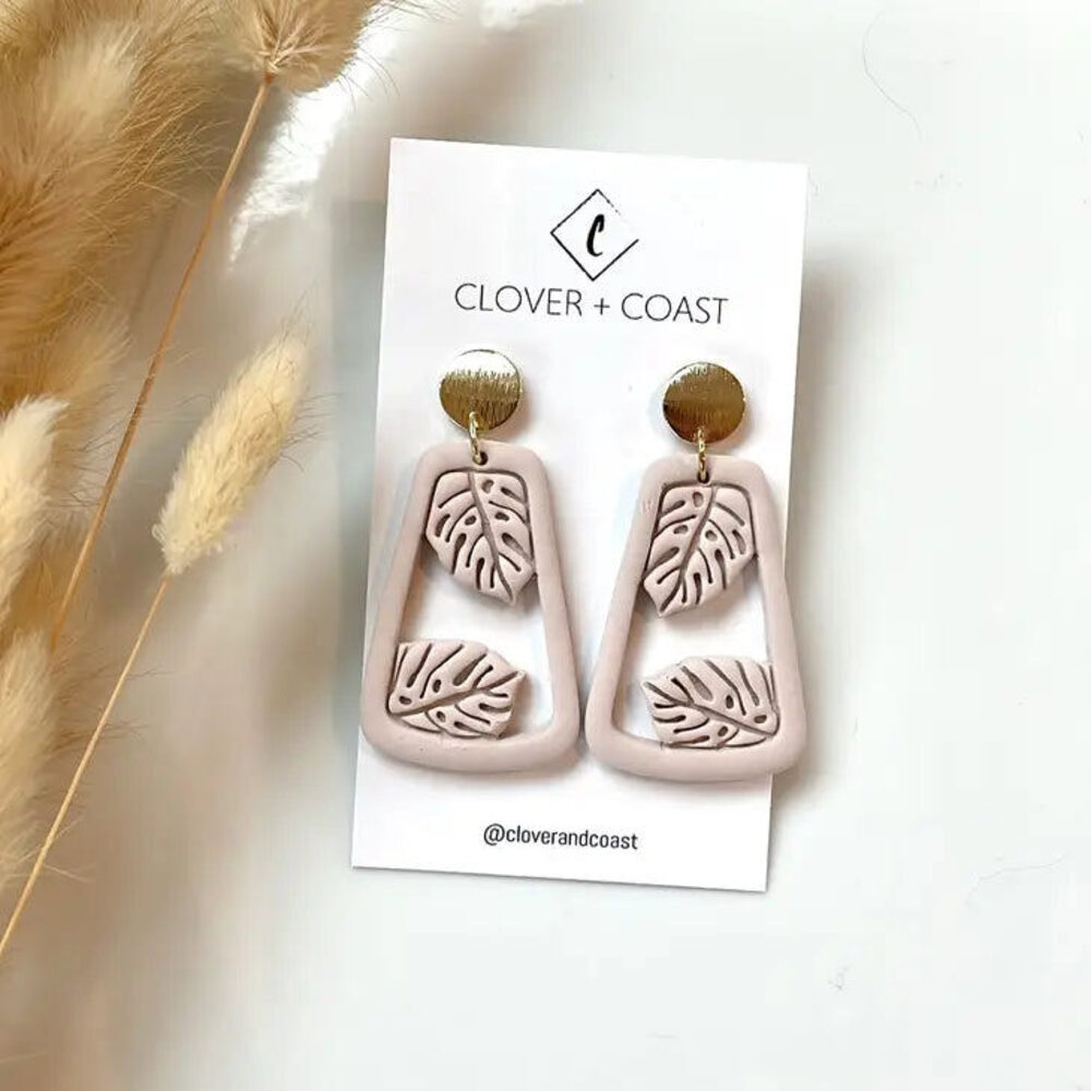 Framed Monstera - Polymer Clay Dangle - Various Colours​
